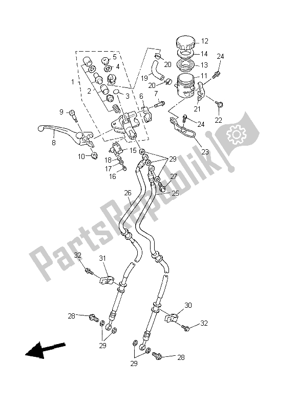 Wszystkie części do Przedni Cylinder G?ówny Yamaha YZF R6 600 2002