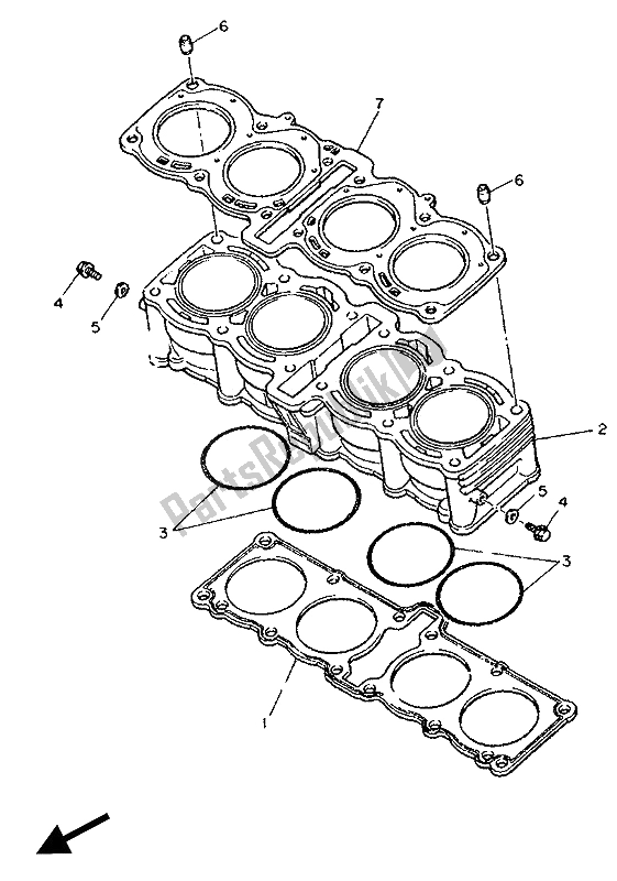 All parts for the Cylinder of the Yamaha GTS 1000 1994