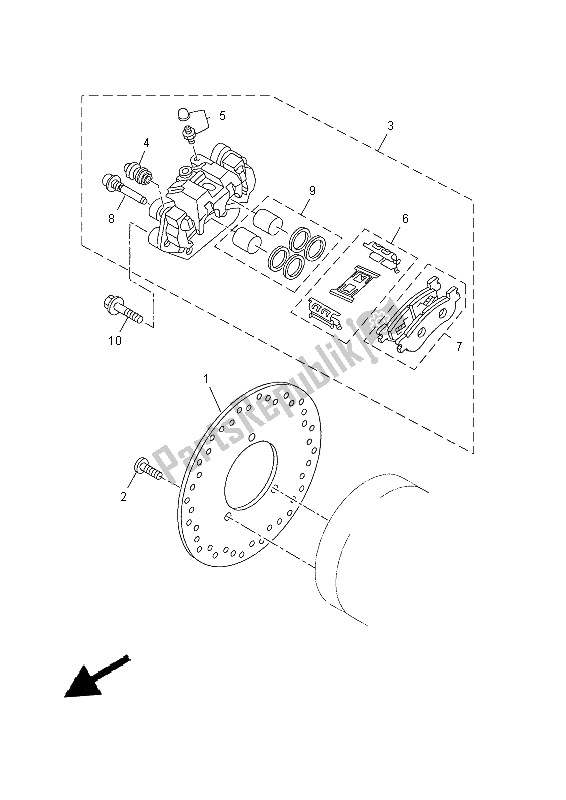 All parts for the Rear Brake Caliper of the Yamaha YP 400 RA 2015