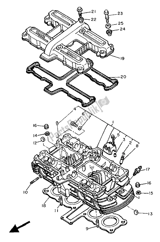 All parts for the Cylinder Head of the Yamaha XJ 600 1986