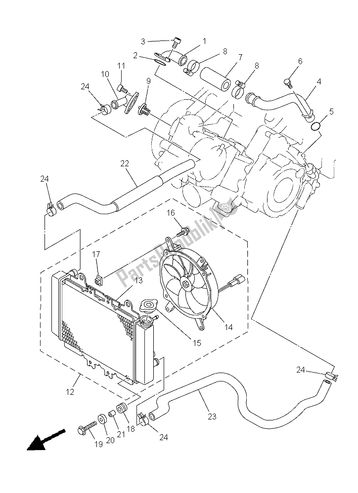 All parts for the Radiator & Hose of the Yamaha YFM 450 Fwad IRS Grizzly 4X4 2015