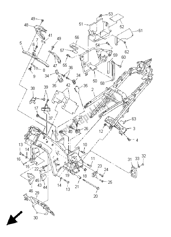 Tutte le parti per il Telaio del Yamaha FJR 1300 2005