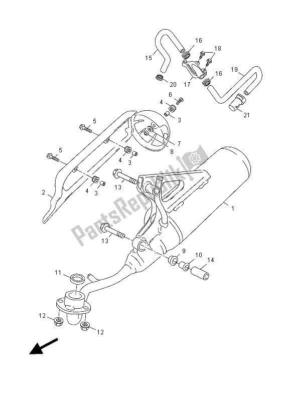 All parts for the Exhaust of the Yamaha YN 50 FU 2015