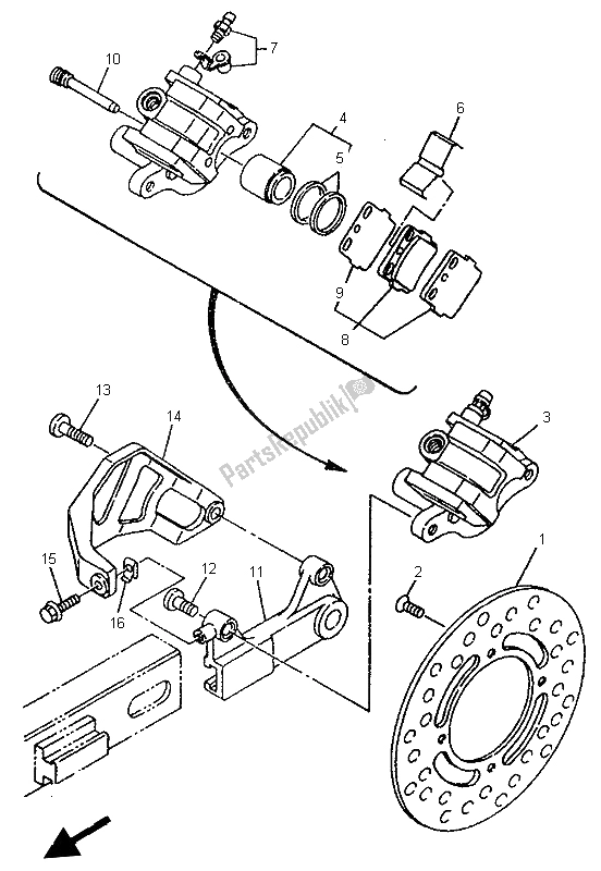 Toutes les pièces pour le étrier De Frein Arrière du Yamaha YZ 80 LC 1997