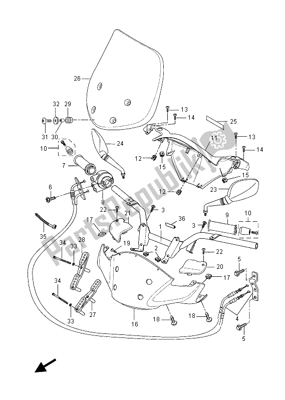 All parts for the Steering Handle & Cable of the Yamaha VP 250 2013