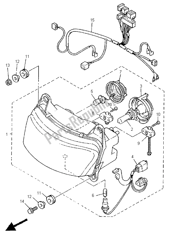 Toutes les pièces pour le Phare du Yamaha GTS 1000 1998