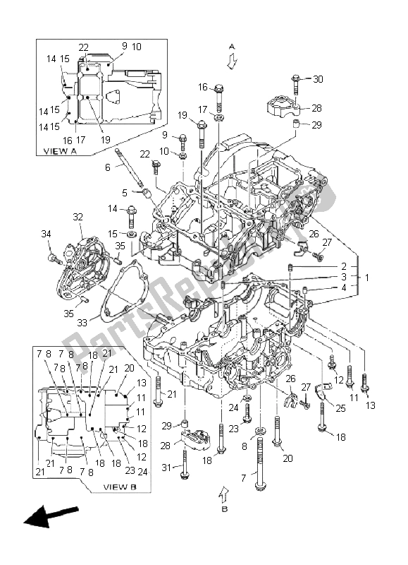 All parts for the Crankcase of the Yamaha TDM 900 2008