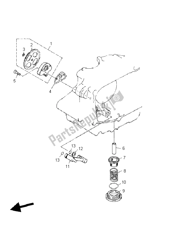 All parts for the Oil Pump of the Yamaha YFM 125 Grizzly 2006