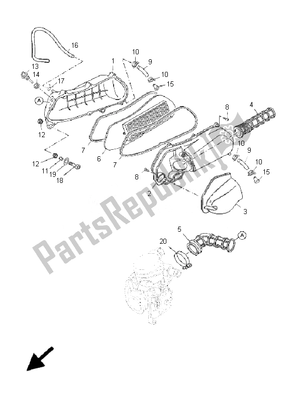 All parts for the Intake 2 of the Yamaha YP 250R X MAX 2007
