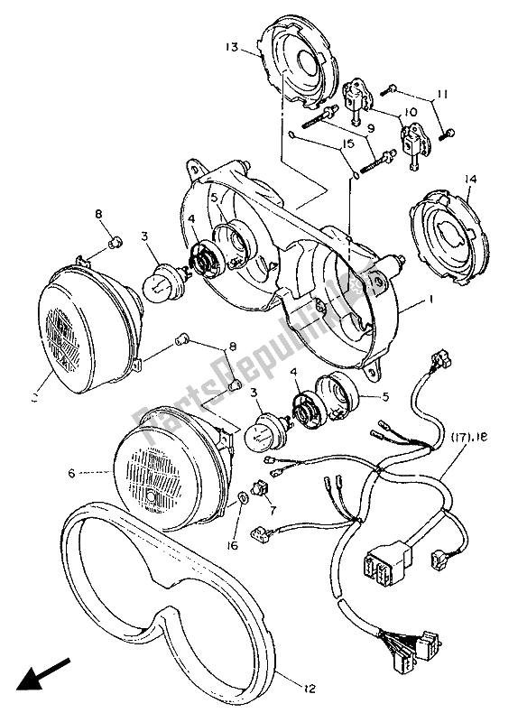 All parts for the Alternate (headlight) of the Yamaha FZR 1000 1989