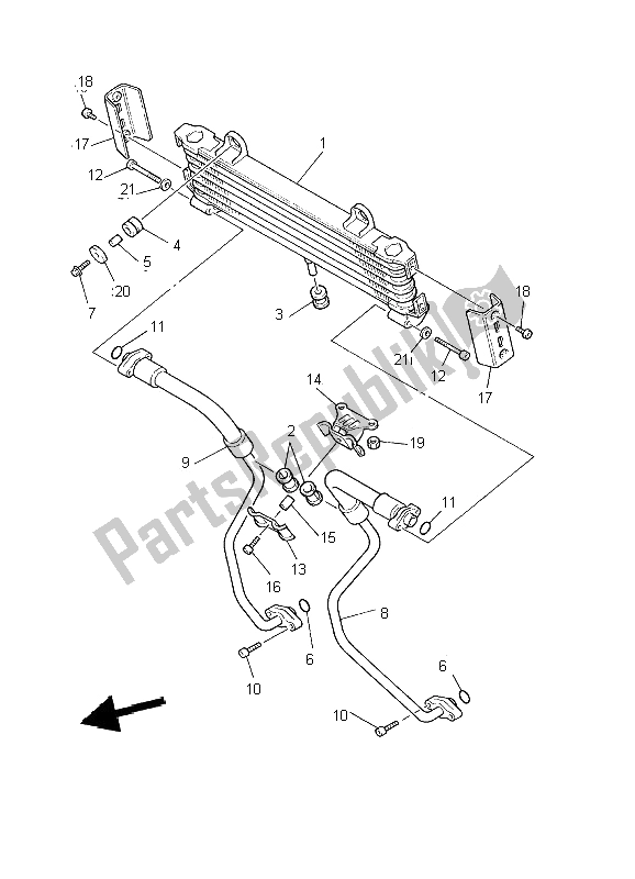 All parts for the Oil Cooler of the Yamaha XJR 1300 2002