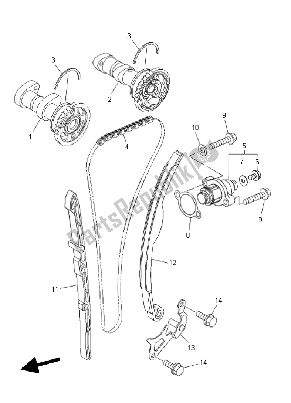 All parts for the Camshaft & Chain of the Yamaha YZ 450F 2011