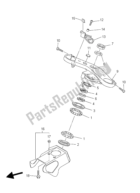 All parts for the Steering of the Yamaha YZF R1S 1000 2006