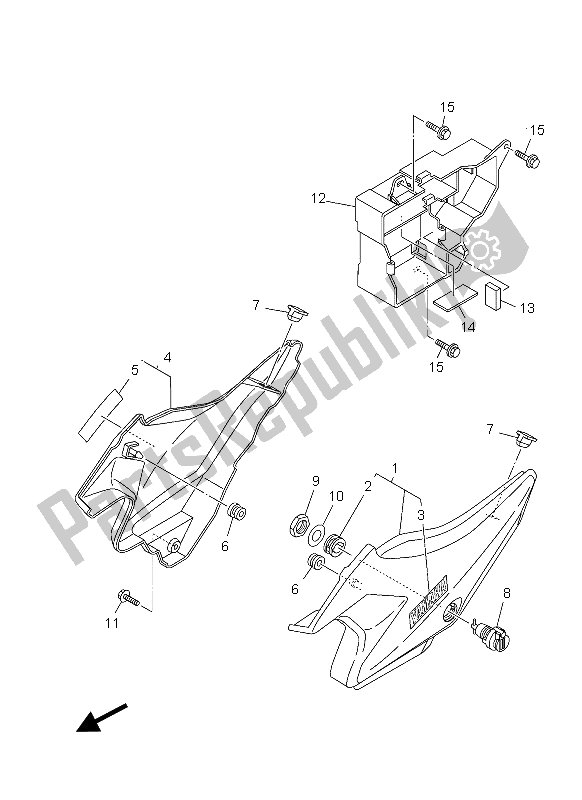 All parts for the Side Cover of the Yamaha YBR 125 ED 2012