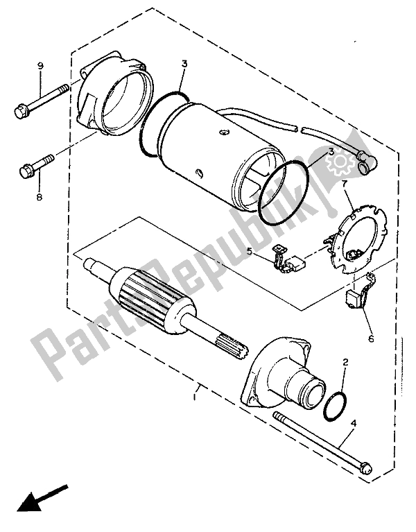Toutes les pièces pour le Demarreur du Yamaha XVZ 13 TD Venture Royal 1300 1989