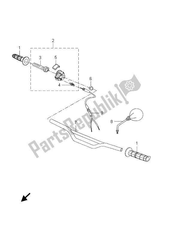 All parts for the Steering Handle & Cable of the Yamaha DT 50R SM 2005