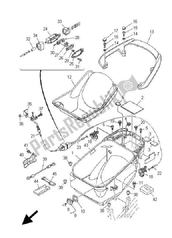 All parts for the Seat 2 of the Yamaha XP 500A T MAX 2007