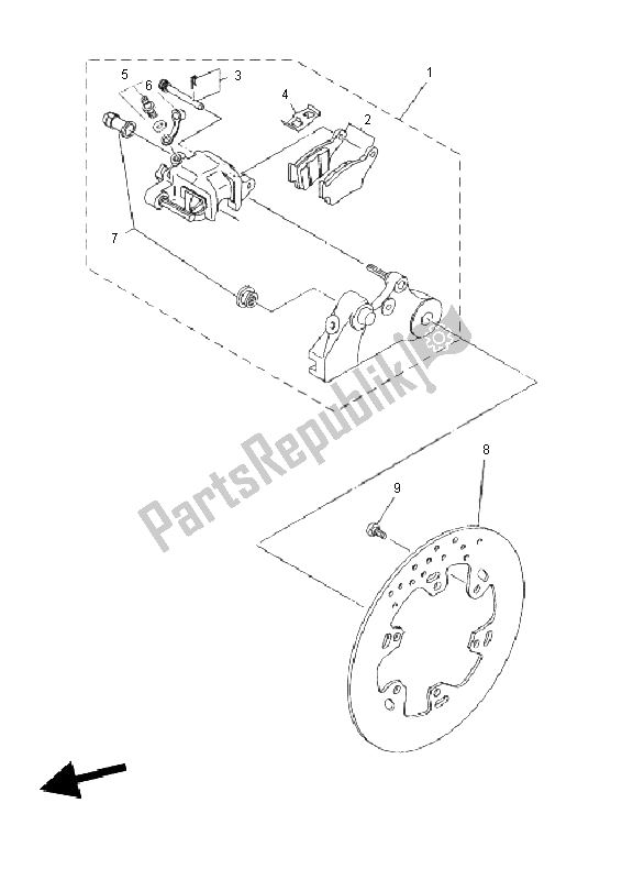 All parts for the Rear Brake of the Yamaha XT 660 ZA Tenere SE 2011