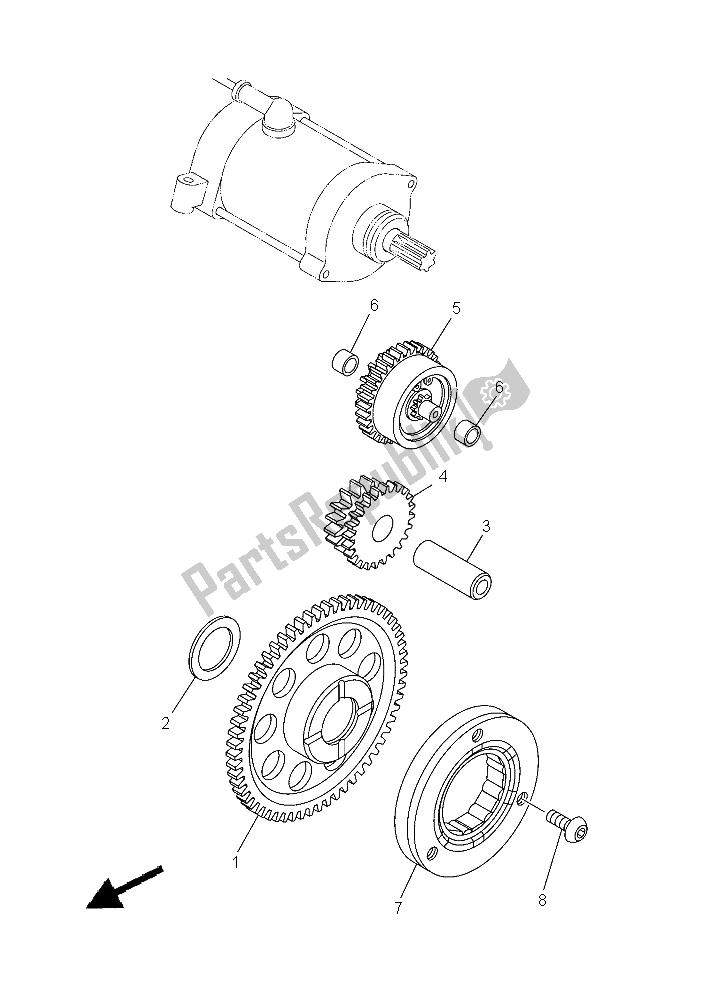 All parts for the Starter of the Yamaha YFM 700R 2015