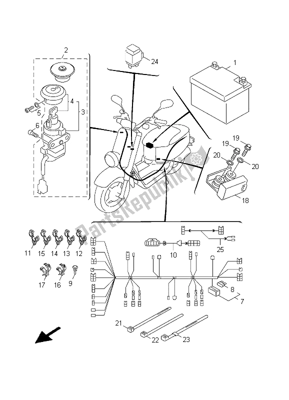 All parts for the Electrical 2 of the Yamaha XF 50 4T Giggle 2009