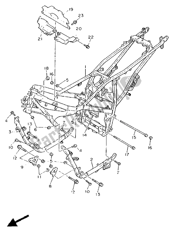 All parts for the Frame of the Yamaha FZ 750 Genesis 1988