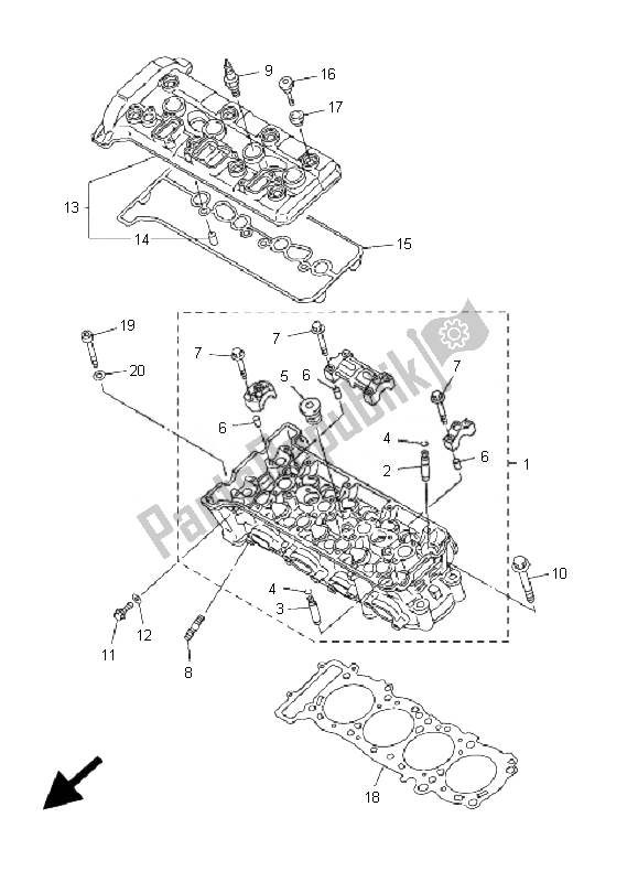 All parts for the Cylinder of the Yamaha FJR 1300A 2010