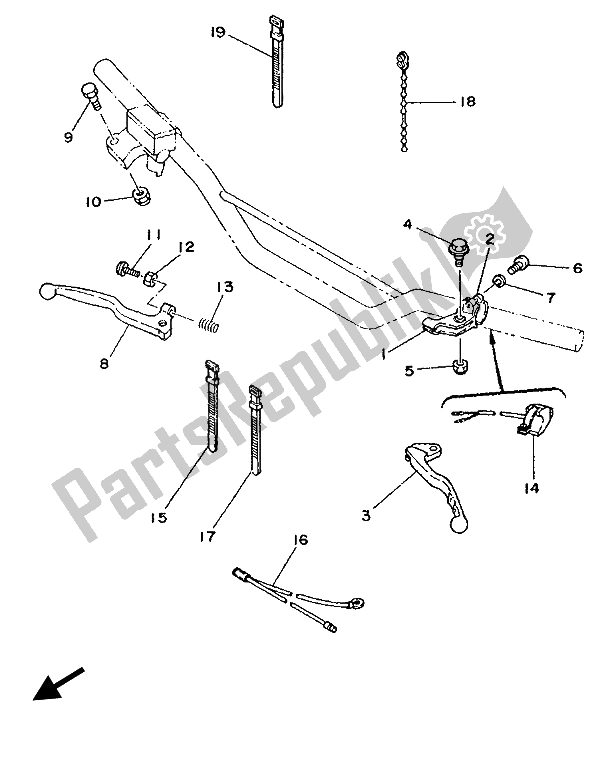 All parts for the Handle Switch & Lever of the Yamaha YZ 80 1987