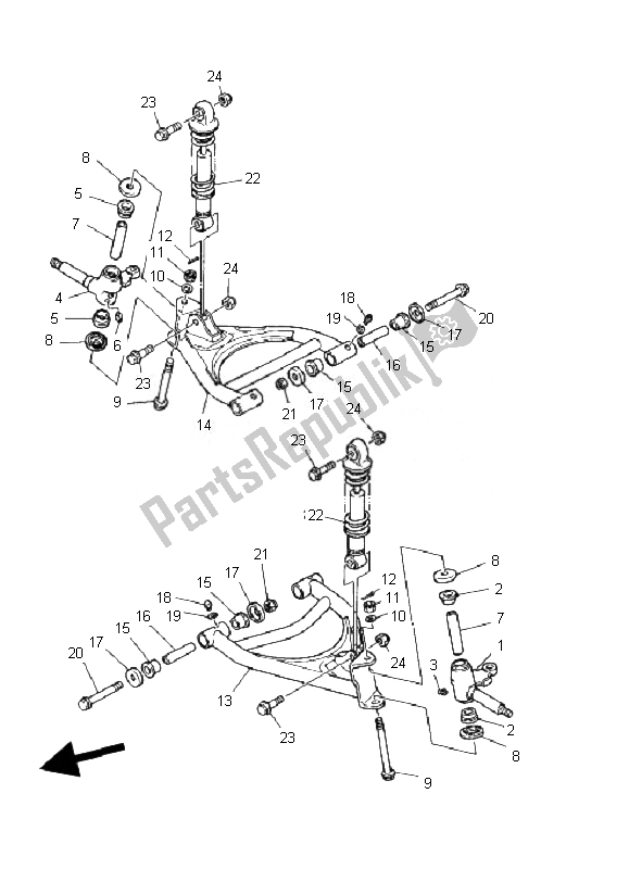 All parts for the Front Suspension & Wheel of the Yamaha YFM 125 Grizzly 2010