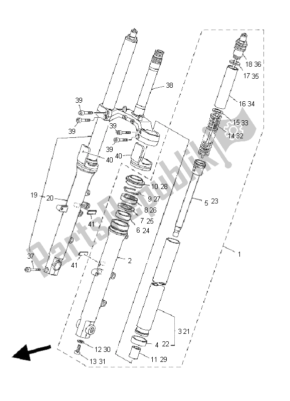 All parts for the Front Fork of the Yamaha TDM 900A 2008