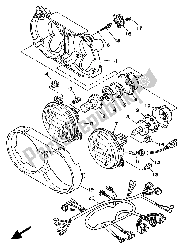 Todas las partes para Faro de Yamaha XTZ 750 Supertenere 1993