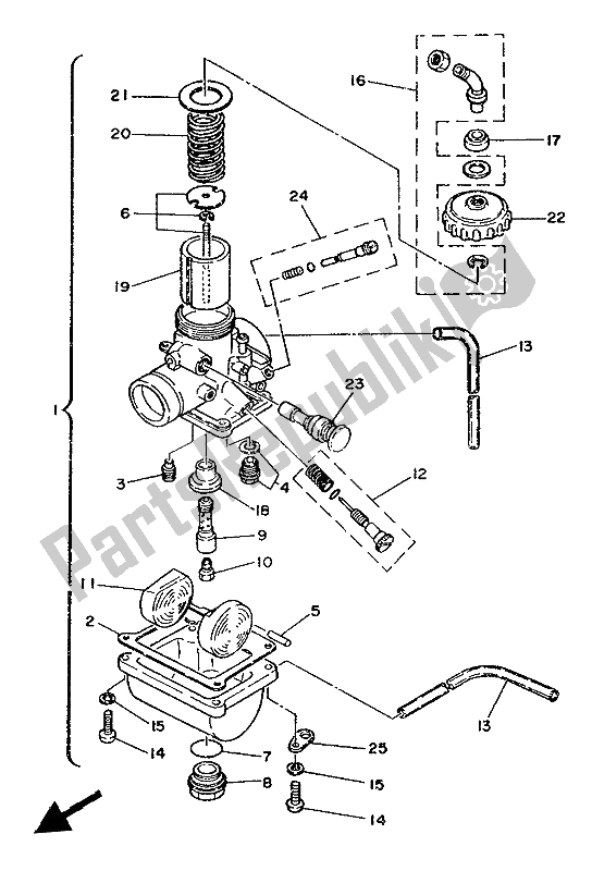 Alle onderdelen voor de Carburator van de Yamaha YZ 80 1986