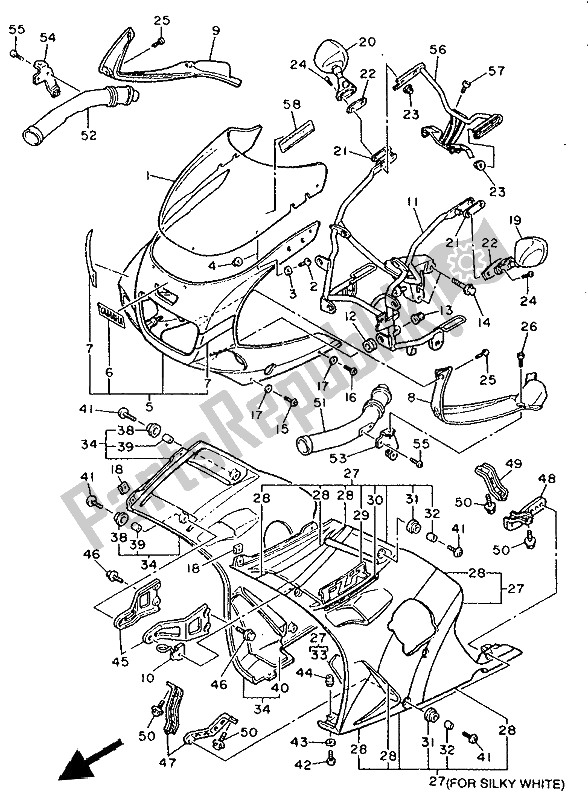 Tutte le parti per il Cowling 1 del Yamaha FZR 600 Genesis 1992