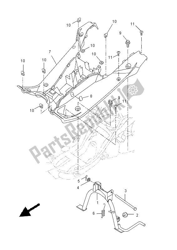 All parts for the Stand & Footrest of the Yamaha NS 50N 2014