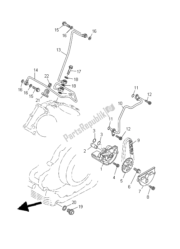 All parts for the Oil Pump of the Yamaha XVS 1100 Dragstar 2002