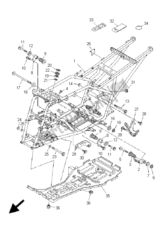 Tutte le parti per il Telaio del Yamaha YFM 350F Grizzly 4X4 2009