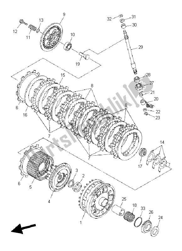Todas as partes de Embreagem do Yamaha YZF R1 1000 2011