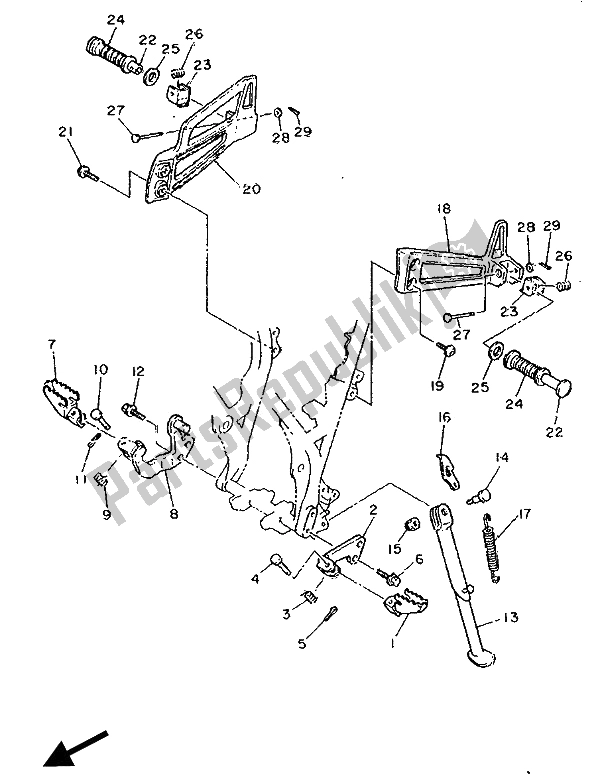 Todas las partes para Soporte Y Reposapiés de Yamaha XT 600Z Tenere 1990