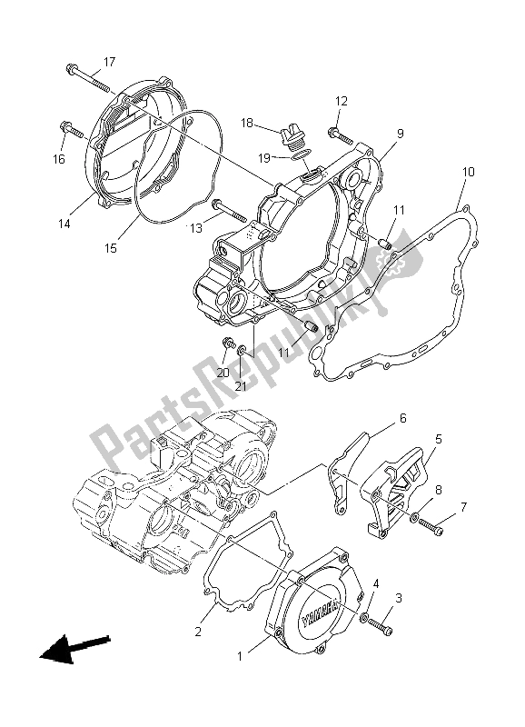 All parts for the Crankcase Cover 1 of the Yamaha YZ 250 2004