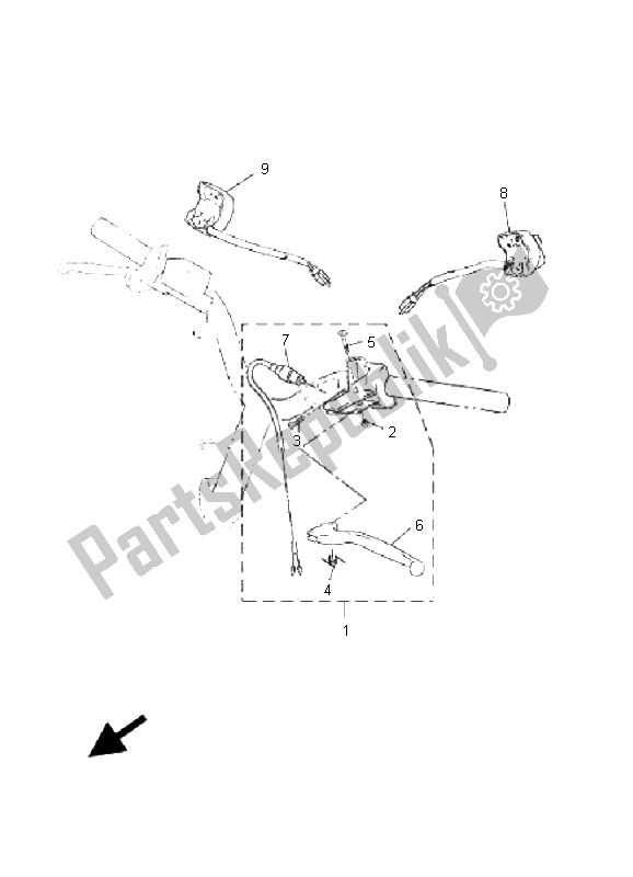 All parts for the Handle Switch & Lever of the Yamaha CS 50R AC JOG 2008