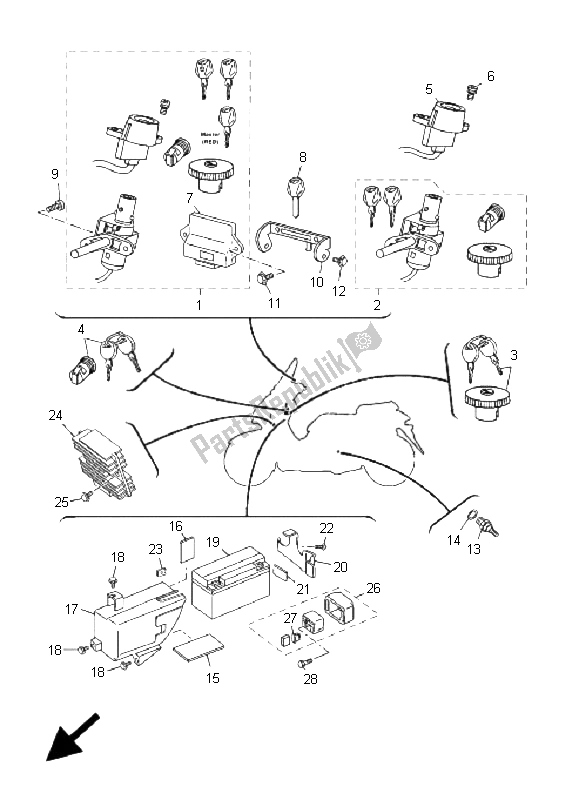 All parts for the Electrical 1 of the Yamaha YP 125R X Maxi 2009