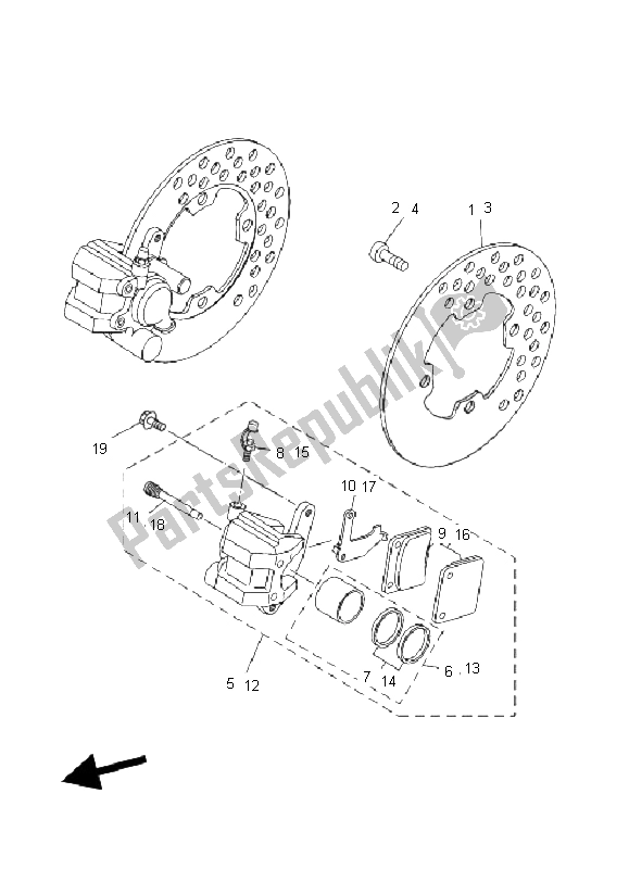 Todas las partes para Pinza De Freno Delantero de Yamaha YFM 350 FA Bruin 2X4 2004