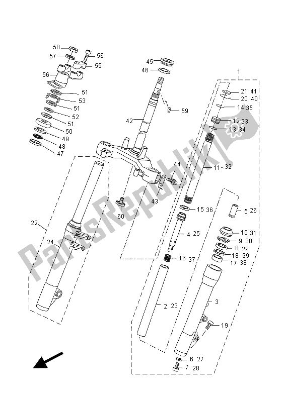 All parts for the Steering of the Yamaha VP 250 X City 2012