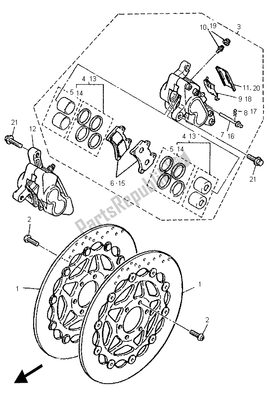 Todas las partes para Pinza De Freno Delantero de Yamaha XJR 1200 1995