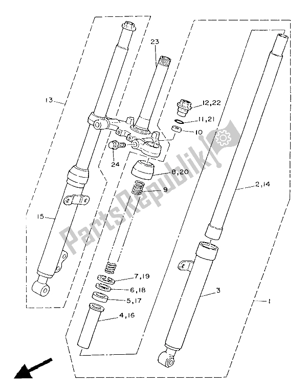 Tutte le parti per il Forcella Anteriore del Yamaha YSR 50 1987