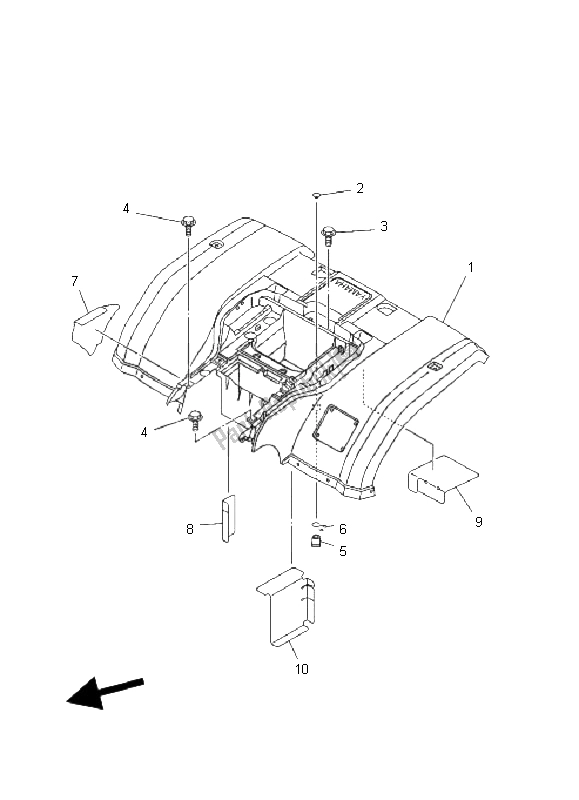 All parts for the Rear Fender of the Yamaha YFM 350 FA Bruin 4X4 2004