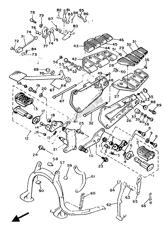 Toutes les pièces pour le Support Et Repose-pieds du Yamaha XVZ 13 TD Venture Royal 1300 1990