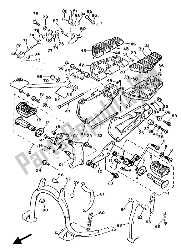 Toutes les pièces pour le Support Et Repose-pieds du Yamaha XVZ 13 TD Venture Royal 1300 1990