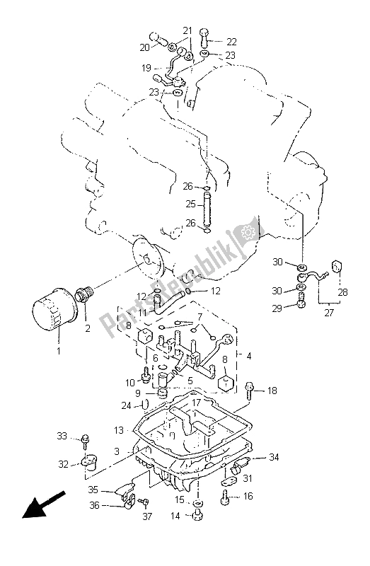 All parts for the Oil Cleaner of the Yamaha XVZ 1300A Royalstar 1997