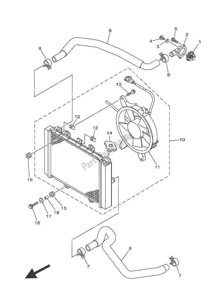 Todas las partes para Radiador Y Manguera de Yamaha YFM 700 Fwbd Kodiak EPS SE 2016