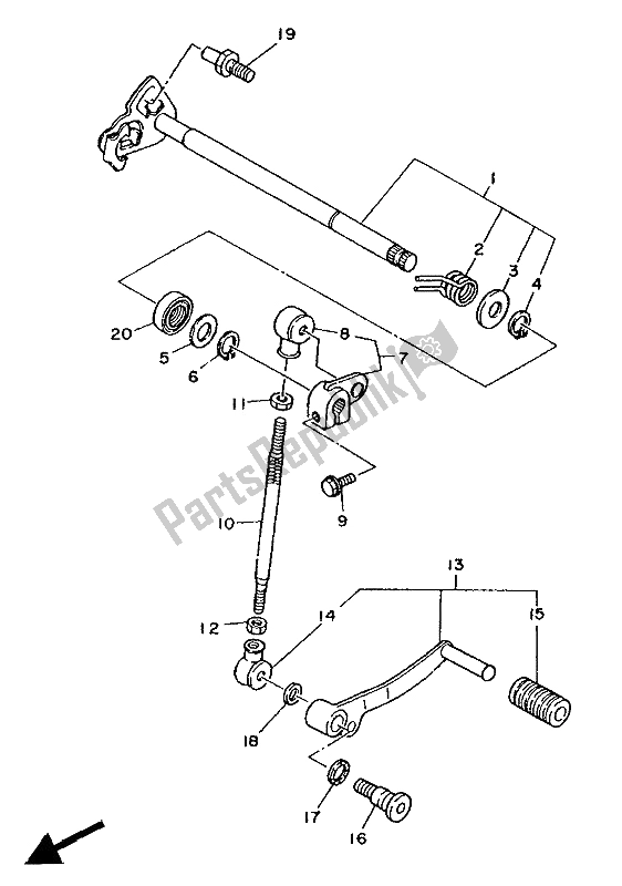 All parts for the Shift Shaft of the Yamaha TDM 850 1992